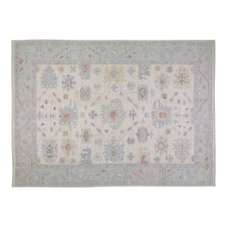 Turkish Oushak Hand Knotted Wool Rug, 10'x14' For Sale
