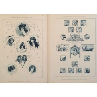 1900 German Decorator Blue Detail Prints - Pair For Sale