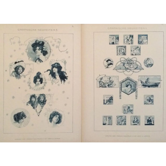 1900 German Decorator Blue Detail Prints - Pair For Sale