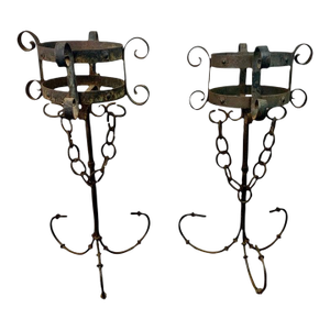 1940s Spanish Iron Planters - A Pair