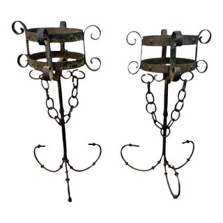 Pair of 19th Century Wrought Iron Wall-Mounted Plant Holders or Torchères For Sale