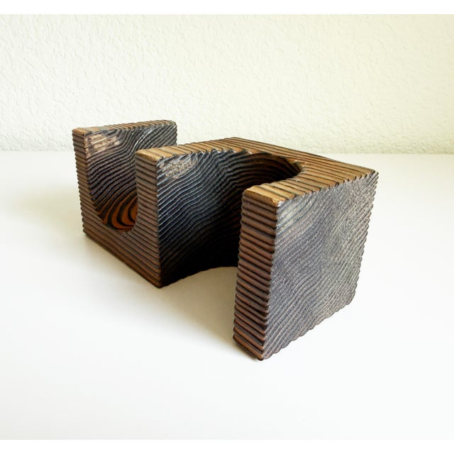 Brown Shou Sugi Ban Abstract Wood Object, 1970s Japan For Sale - Image 8 of 10