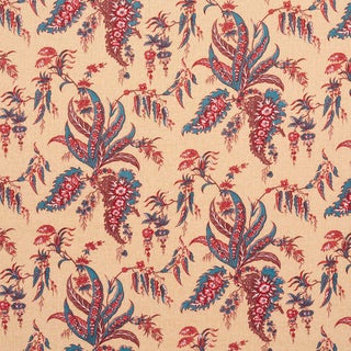 SAMPLE - Schumacher Apolline Botanical Fabric In Rouge & Bleu For Sale