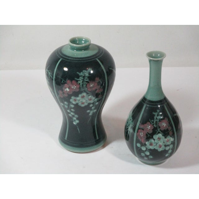 Ceramic Vintage Hand-Decorated Korean Porcelain Vases- Set of 2 For Sale - Image 7 of 7