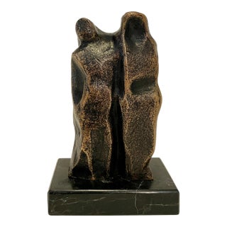 Brutalist Man & Woman Bronze Sculpture From 70's For Sale