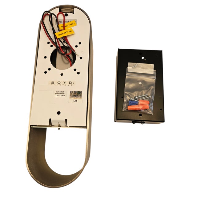 New Pair of Boyd Lighting Loop Led Wall Sconces – Satin Nickel & White Glass For Sale In Miami - Image 6 of 6