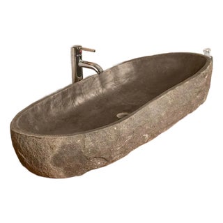 Natural River Stone Sink – Vessel Bowl Vanity XXL For Sale