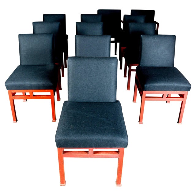 12 Art Moderne Red Dining Chairs, 1940s For Sale - Image 13 of 13