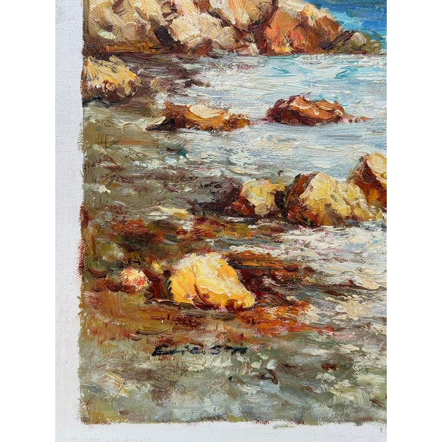 2020s Coastal Seascape Cliffs Oil Painting on Canvas, Unstretched, by Ericson For Sale - Image 5 of 6