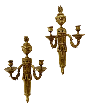 Napoleon III Two-Branch Gilt Bronze Candle Sconces, Set of 2