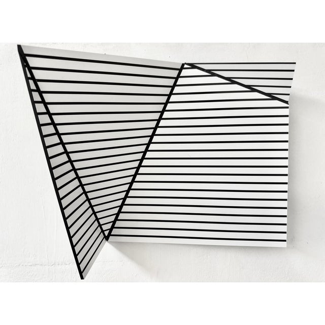 Contemporary Abstract Composite Folded and Etched Plastic "Wallreliefs Black and White 2" by Cristina Ghetti For Sale - Image 4 of 5