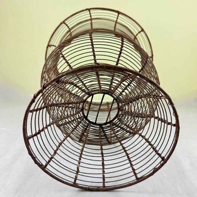 Antique French Large Pedestal Urn Hand Made Black Twisted Wire Basket, Late 19th For Sale - Image 12 of 12