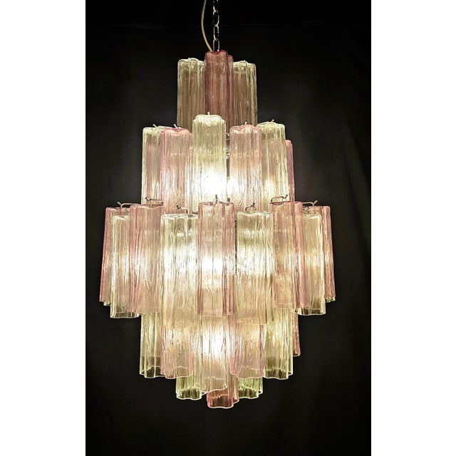 Vintage Chandelier with Truncated Murano Glass in Crystal and Amethyst., 2003 For Sale - Image 3 of 13