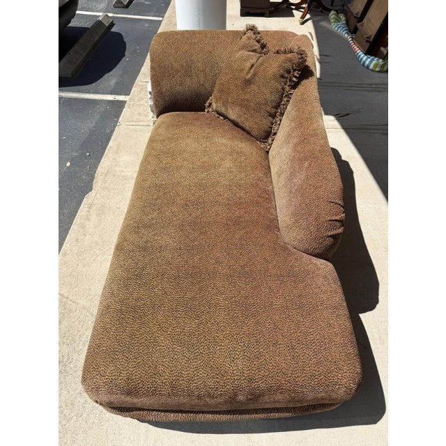 Late 20th Century Leopard Print Upholstered Chaise Lounge With Pillow For Sale In Raleigh - Image 6 of 10