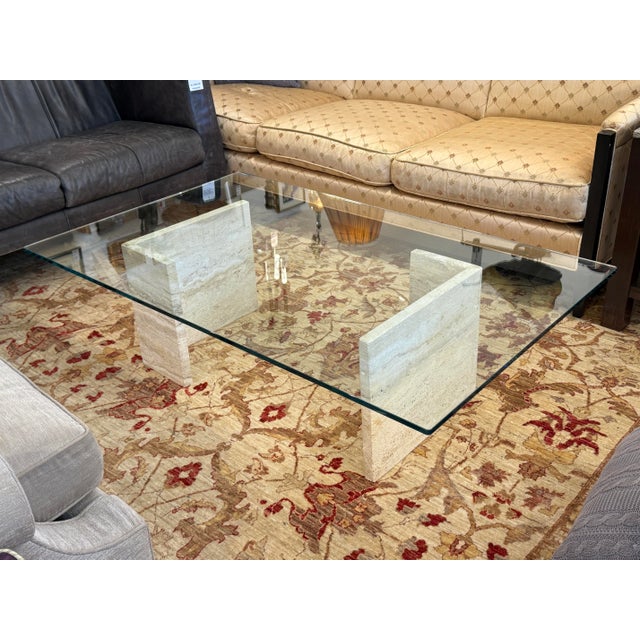 Tan Post Modern Travertine Coffee Table For Sale - Image 8 of 11