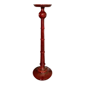 Tall Red Lacquered Faux Goatskin Candlestick, 1980's