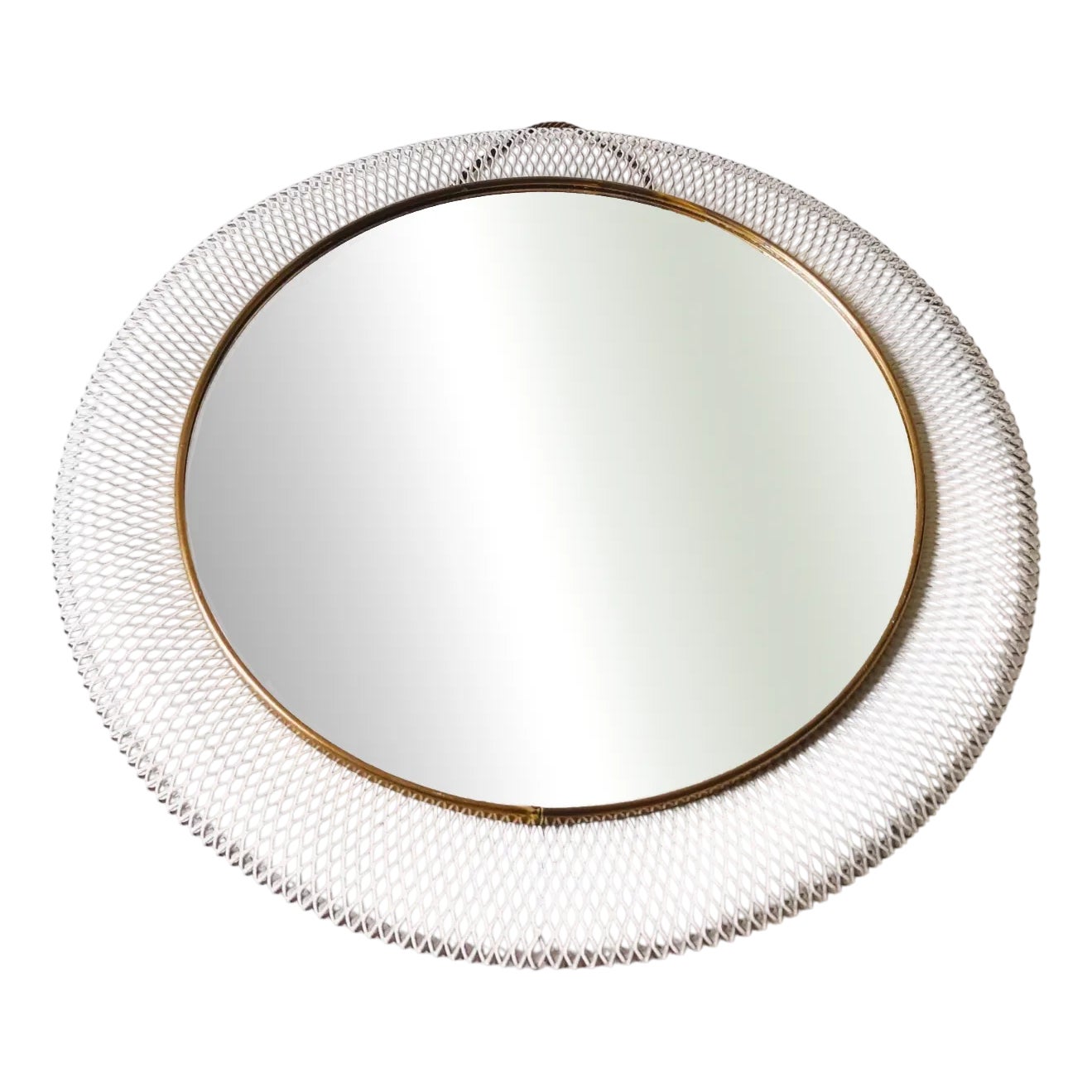 Bauhaus Metal Mesh Wall Mirror in the style of Mategot, France, 1940s ...