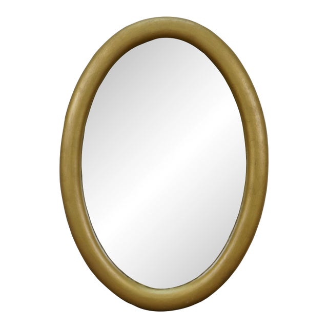Vintage Gold Gilt Wood Framed Oval Vanity Wall Mirror For Sale
