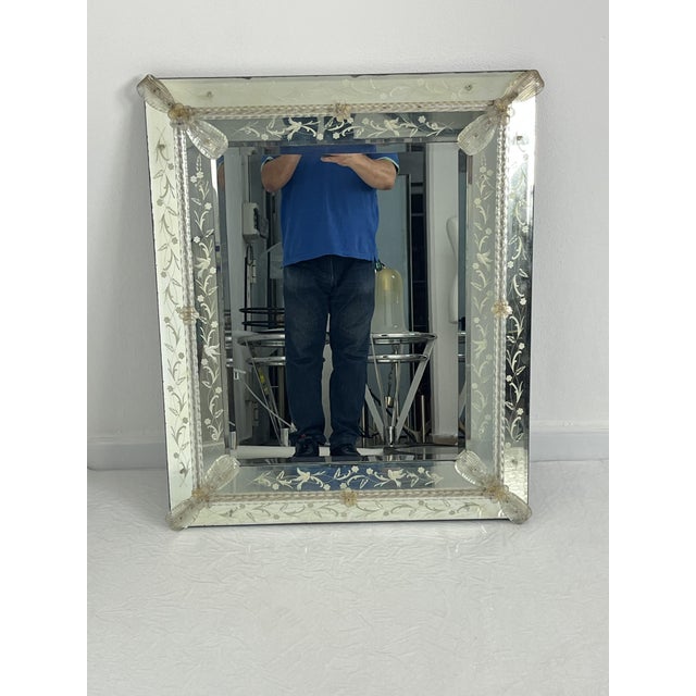 Large Mid-Century Venetian Murano Glass Mirror in the style of Ercole Barovier, 1960s For Sale - Image 10 of 12