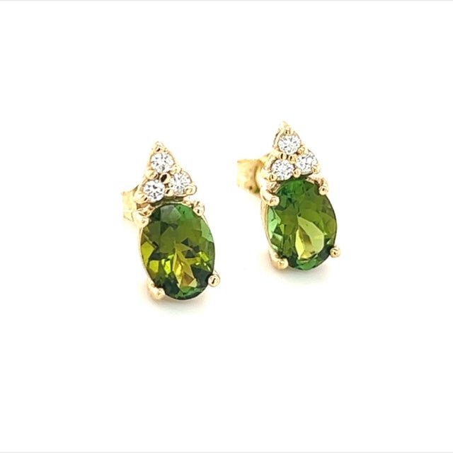 Natural Tourmaline Diamond Earrings 14k Gold 1.87 TCW Certified $2,950 210759 This is a One of a Kind Unique Custom Made...
