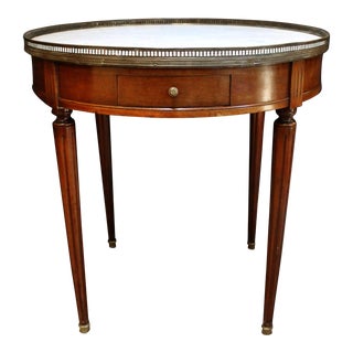 Late 19th Century Louis XVI Style French Marble Top Bouillotte Table For Sale