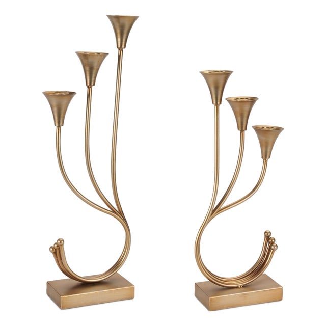 Triple Taper Candle Holder (Set of 2) For Sale