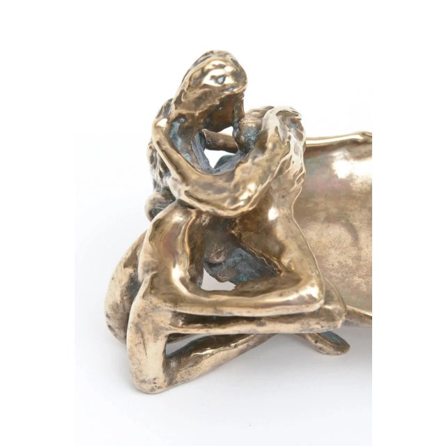 Bronze Vintage Signed Victor Zaikine Bronze Sculpture Erotic Lovers Embrace Series 60's For Sale - Image 8 of 10