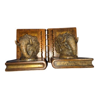 A Theodore Alexander Pair of Vintage-Style Elephant Head Bookends Fd For Sale
