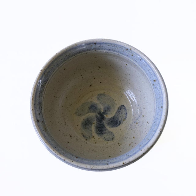 Vintage Handmade Beige-Blue Bowl by Paula F, Sweden For Sale - Image 4 of 5