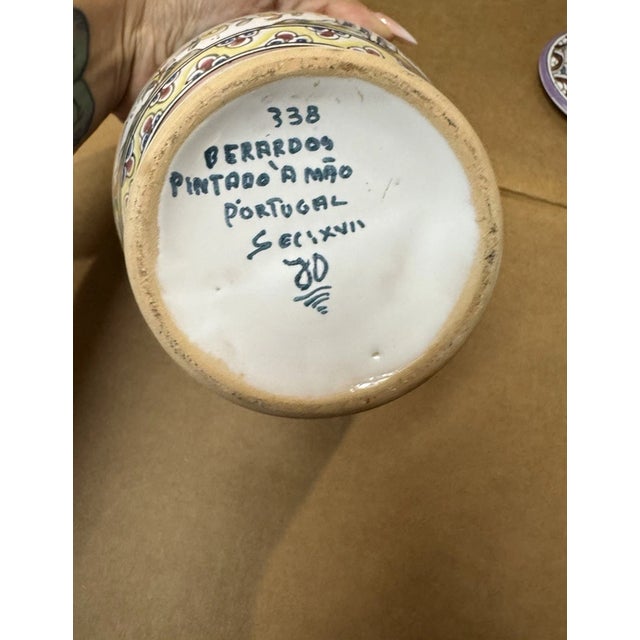 Mid-Century Modern Vintage Berardos Portugal Hand Painted Ginger Jar For Sale - Image 3 of 5