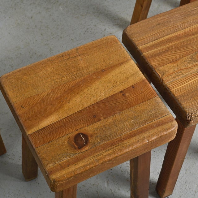 Larch Stools by Charlotte Perriand for Les Arcs, 1985, Set of 6 For Sale - Image 14 of 16