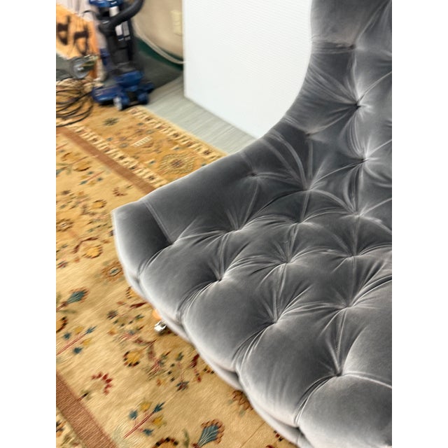 2010s Lee Industries for Serena and Lily Bruno Velvet Tufted Chair For Sale - Image 5 of 12
