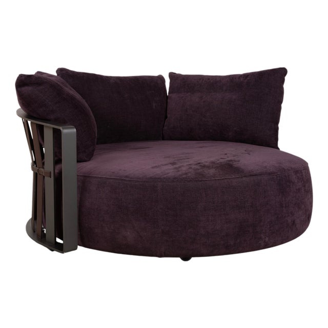 Scarlett Fabric Two-Seater Sofa in Lilac, Aubergine, and Violet with Casters by Poltrona Frau For Sale