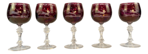 Vintage Lead Crystal Wine Glasses, 1920s, Set of 5