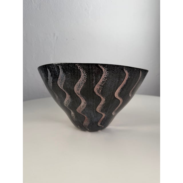 Black Vintage Art Glass Bowl by Kosta Boda, Sweden, 1990s For Sale - Image 8 of 13