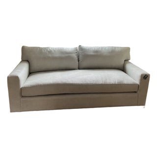 New Crate & Barrel Axis Classic 88" Bench Sofa, Microfiber, Color: Ice For Sale