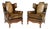 Vintage Leather Wing Back Chairs, 1920s, Set of 2 For Sale
