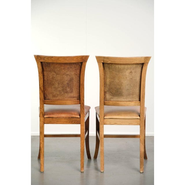Sheepskin Dining Chairs in Warm Cognac Color with Decorative Nails, Set of 6 For Sale - Image 9 of 18