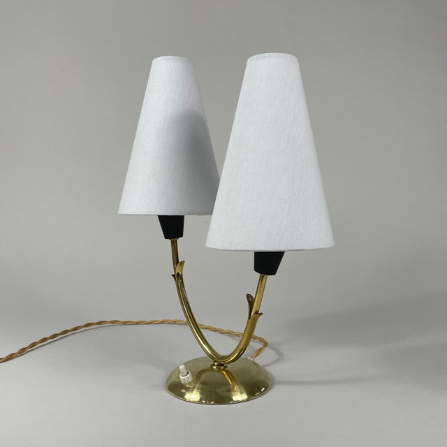 Double Arm Brass Table Lamp, Sweden, 1950s For Sale - Image 6 of 16