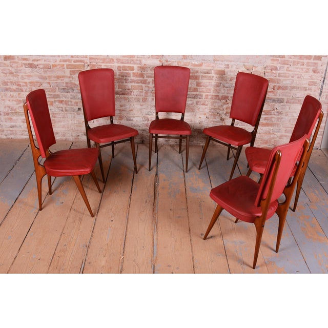 1940s Vintage French Art Deco Chairs by Jules Leleu for Stella, 1940s, Set of 6 For Sale - Image 5 of 15