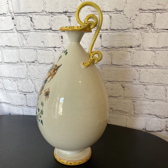 Vintage Majolica Neo Renaissance Village Scene Pottery Vase/Decanter Beautiful Piece Rare For Sale In Palm Springs - Image 6 of 13
