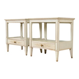 John Widdicomb French Regency Louis XVI Pale Blue Lacquered Nightstands, 1960s For Sale
