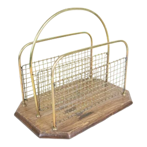 Edwardian Period Oak and Brass Magazine Stand
