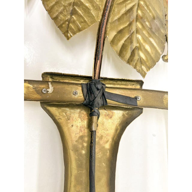 Vintage Brass and Copper Wall Sculpture Flowers in Vase, 1970s For Sale - Image 13 of 18