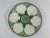 A charming French Faience Longchamp glazed majolica oyster plate with a lighter green basket weave background trimmed with...