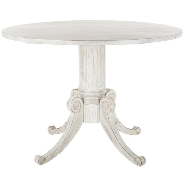 Round Drop Leaf Dining Table in Antique White For Sale - Image 9 of 9