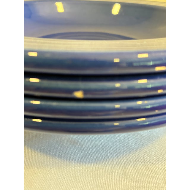 Vintage Emile Henry French Cobalt Blue Ceramic Bowls, Set of 4 For Sale - Image 11 of 11