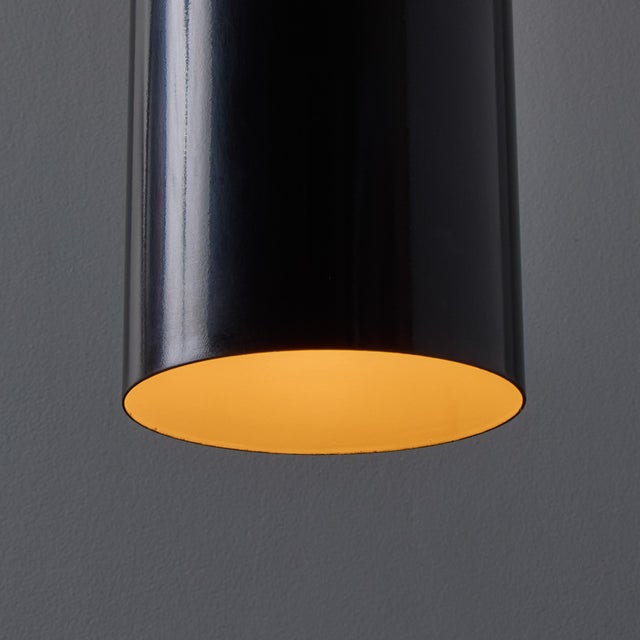1960s Model 16513 Black Metal Cylindrical Pendants by Eila and John Meiling for Louis Poulsen For Sale - Image 10 of 13