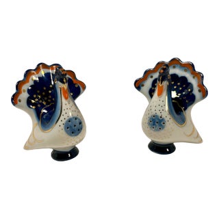 Set of 2 Vintage Lomonosov Porcelain Salt and Pepper Turkey Shakers Made in Ussr For Sale