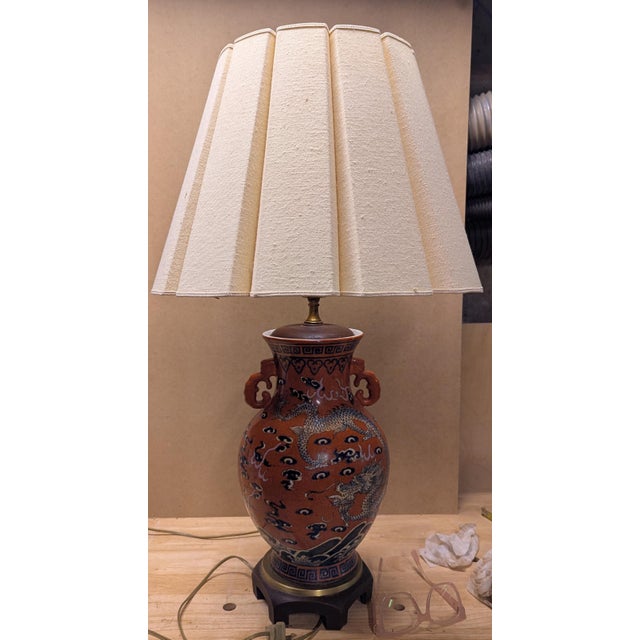 Chinese Late 20th Century Chinese Ceramic Dragon Lamp For Sale - Image 3 of 11